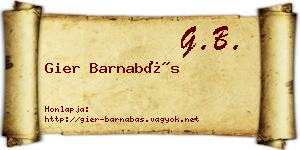 Gier Barnabás névjegykártya